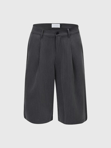 Brick Lane Straight Stripe Casual Shorts - Dark Grey