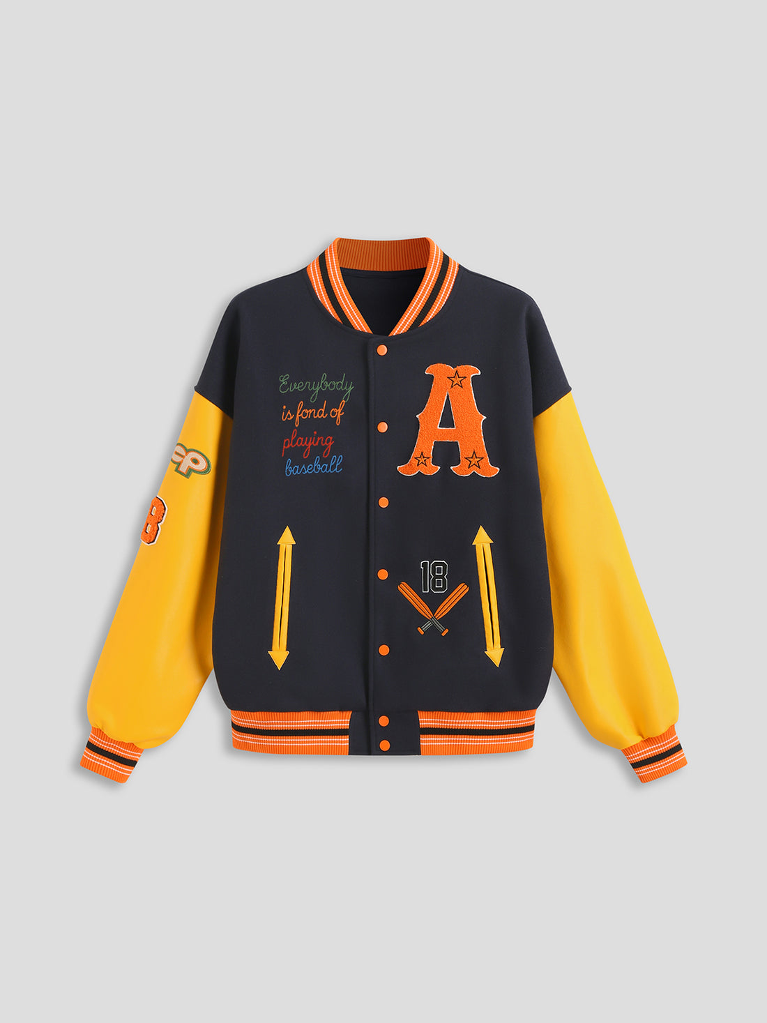 Fuji Dual-Tone Varsity Jacket - Citrus Navy