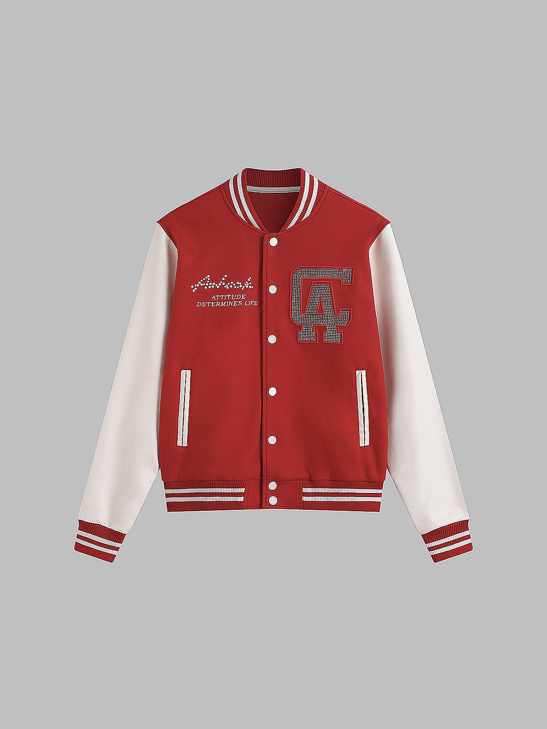 Thrifted Sunwashed Varsity Jacket - Cherry Soda