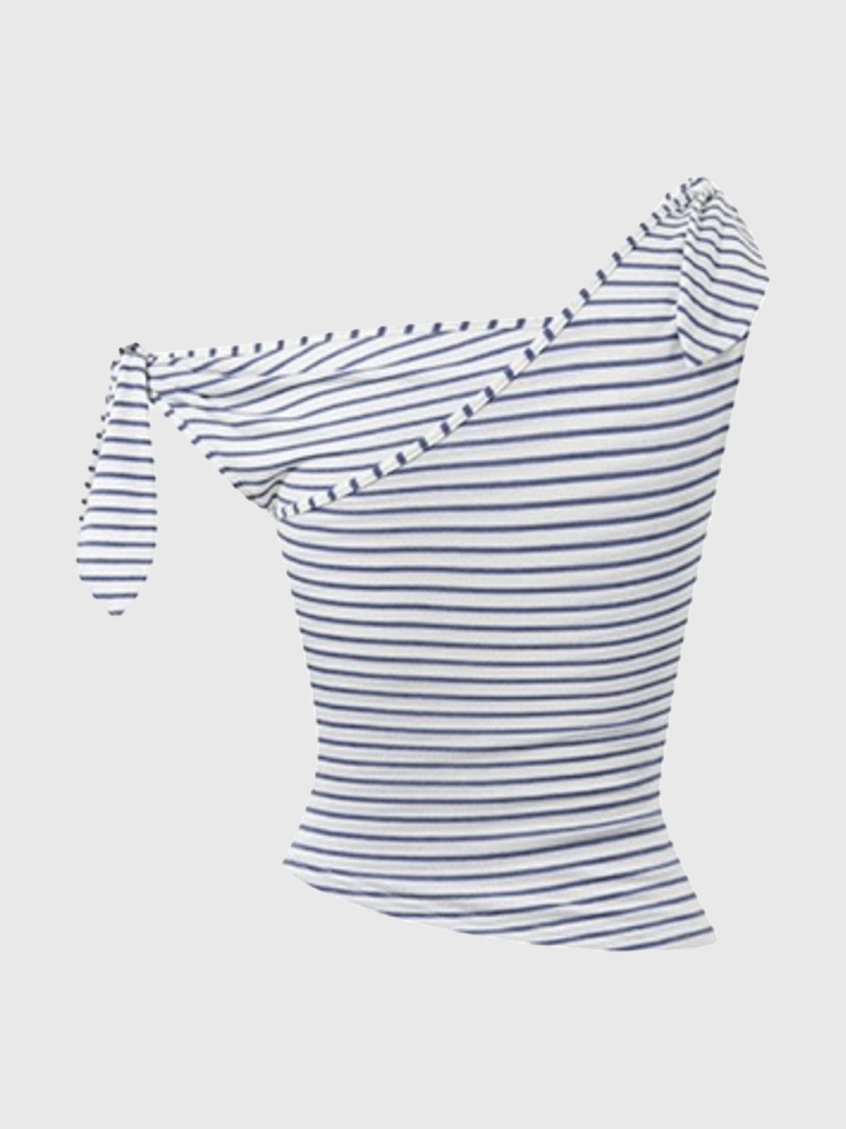 Dolled Office Asymmetric Stripe Off-Shoulder Top - Black/White