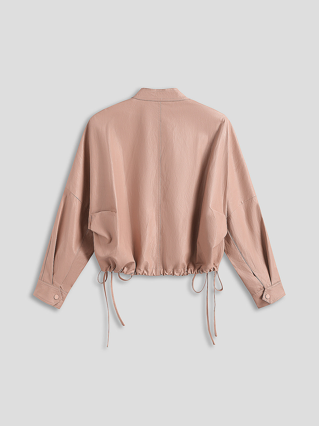 Pucker Ruchéd Leather Jacket - Dust Rose