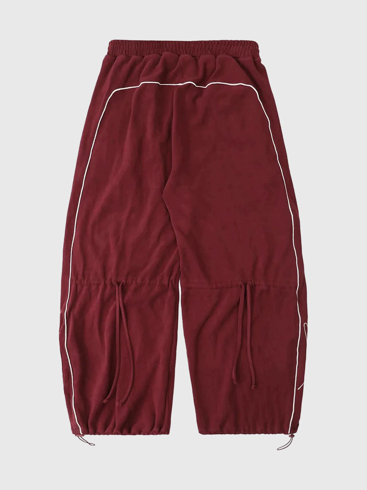 Co-ed Dorm Baggy Embroidered Stripe Sweatpants - Burgundy