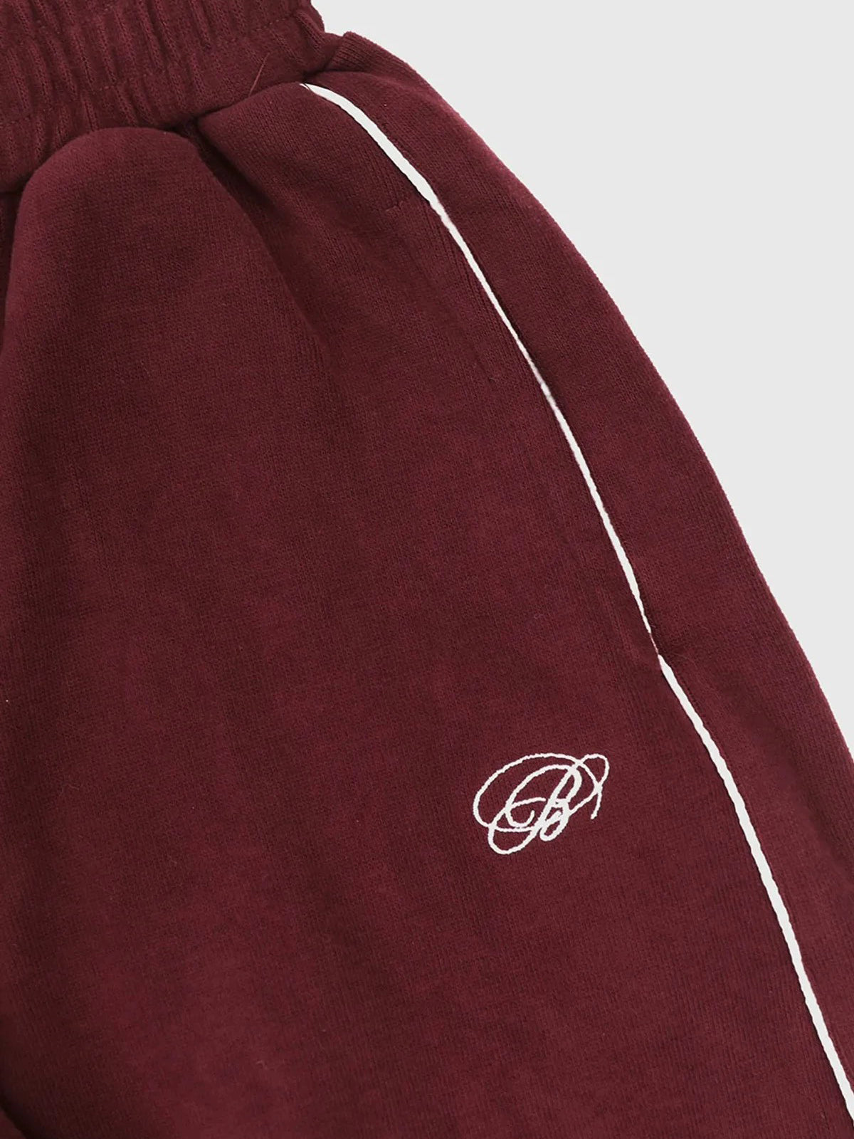 Co-ed Dorm Baggy Embroidered Stripe Sweatpants - Burgundy