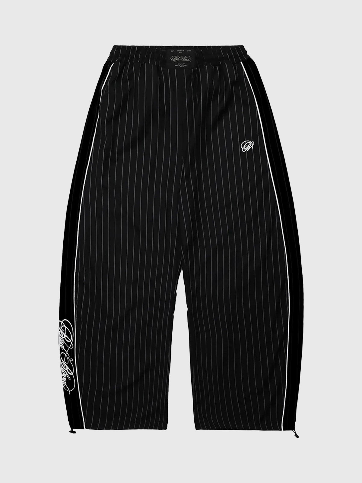 Co-ed Dorm Baggy Embroidered Stripe Shorts - Black