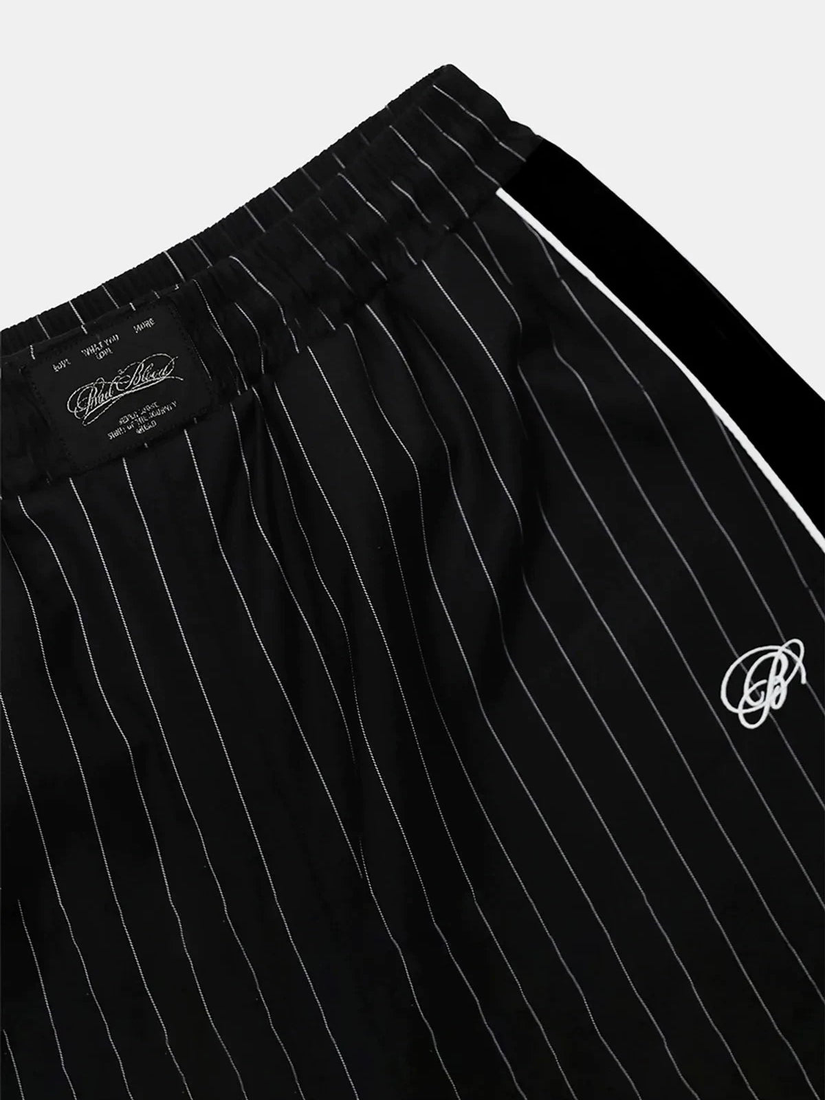 Co-ed Dorm Baggy Embroidered Stripe Shorts - Black