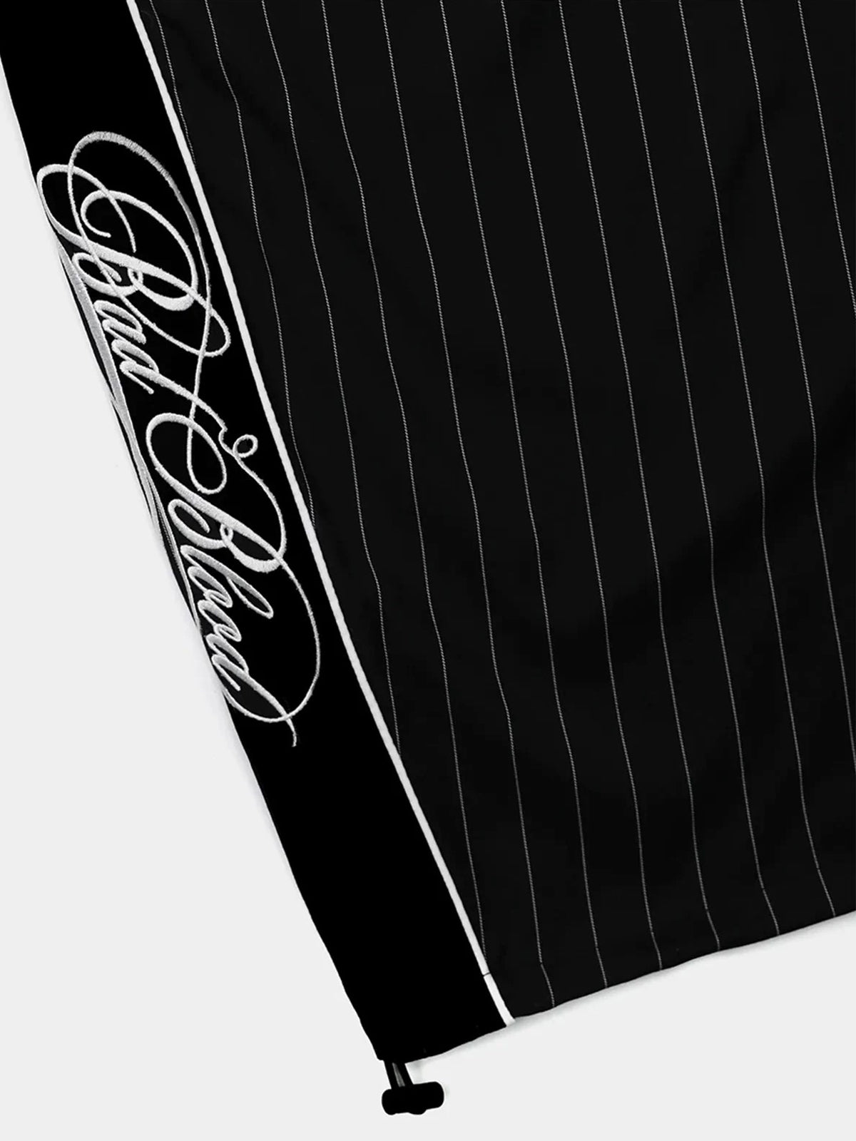 Co-ed Dorm Baggy Embroidered Stripe Shorts - Black