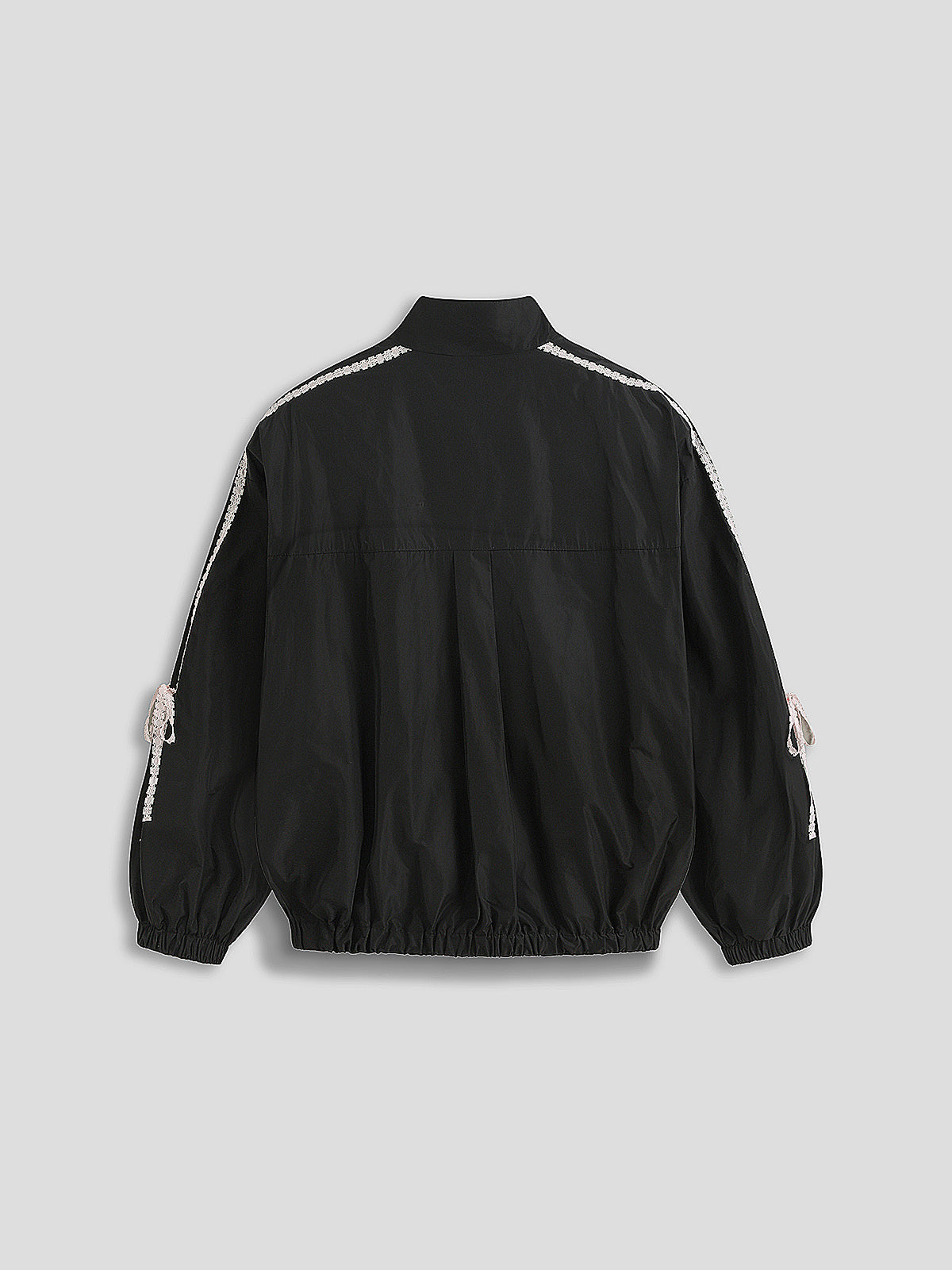 Lace-Fringed Zip Jacket - Noir Bow