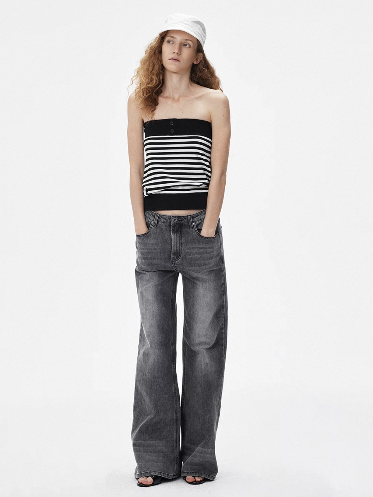 Dolled Office Skimming Stripe Tube Top - Mono
