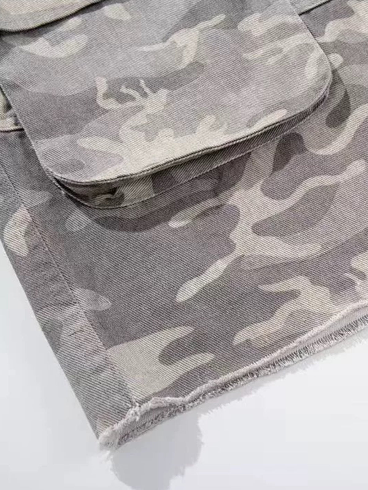 Co-ed Dorm Wide-leg Camouflage Cargo Culottes - Camo