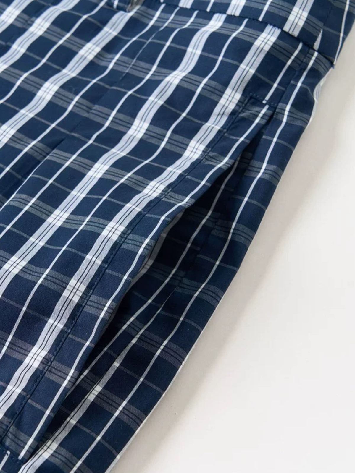 Co-ed Dorm Wide-leg Check Plaid Pants - Navy