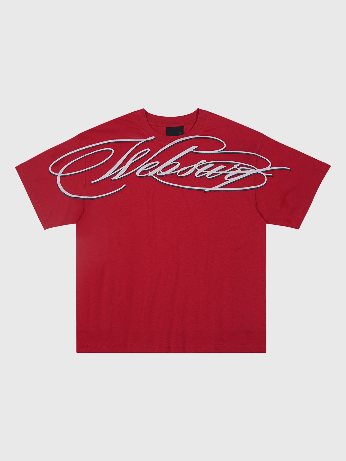 Co-ed Dorm Baggy Graphic Script Print T-Shirt - Red