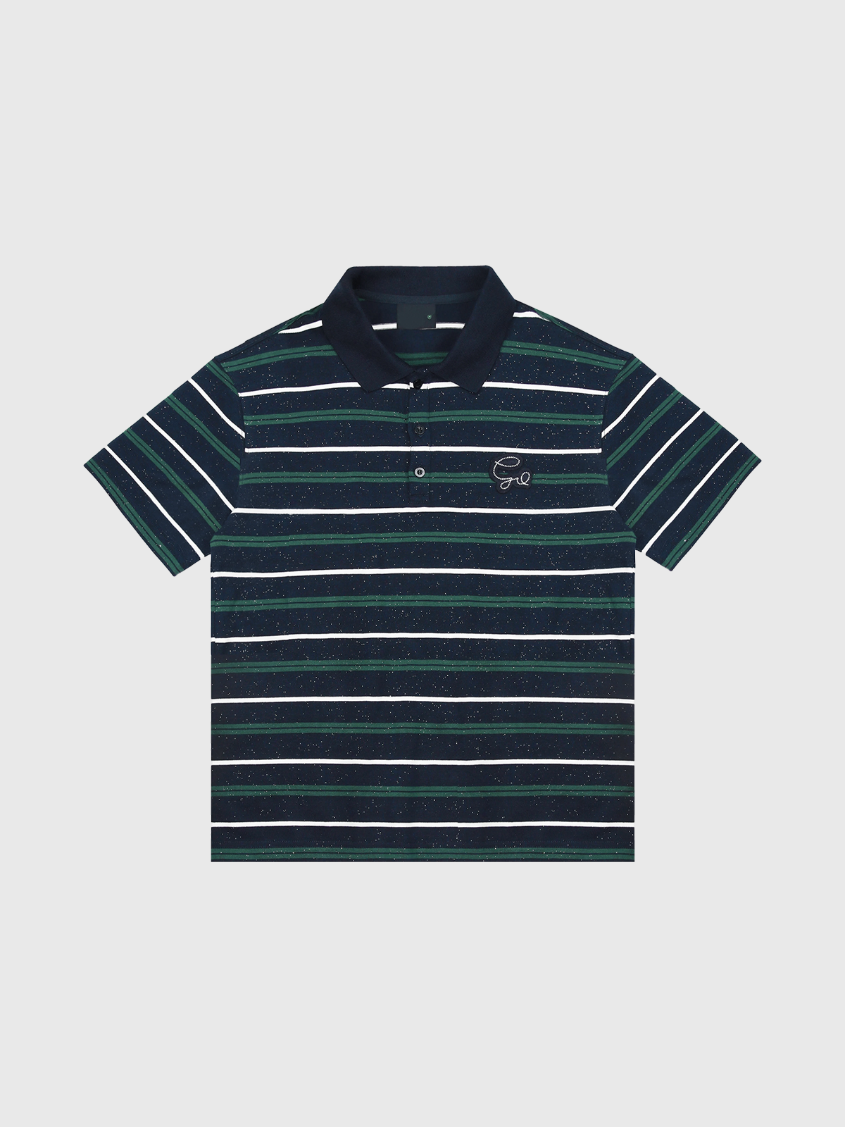 Co-ed Dorm Rhinestone Stripe Polo Shirt - Teal