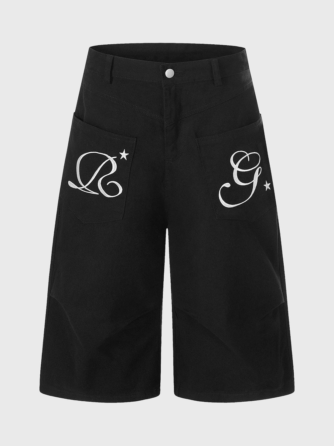 Co-ed Dorm Straight Graphic Letter Print Shorts - Black
