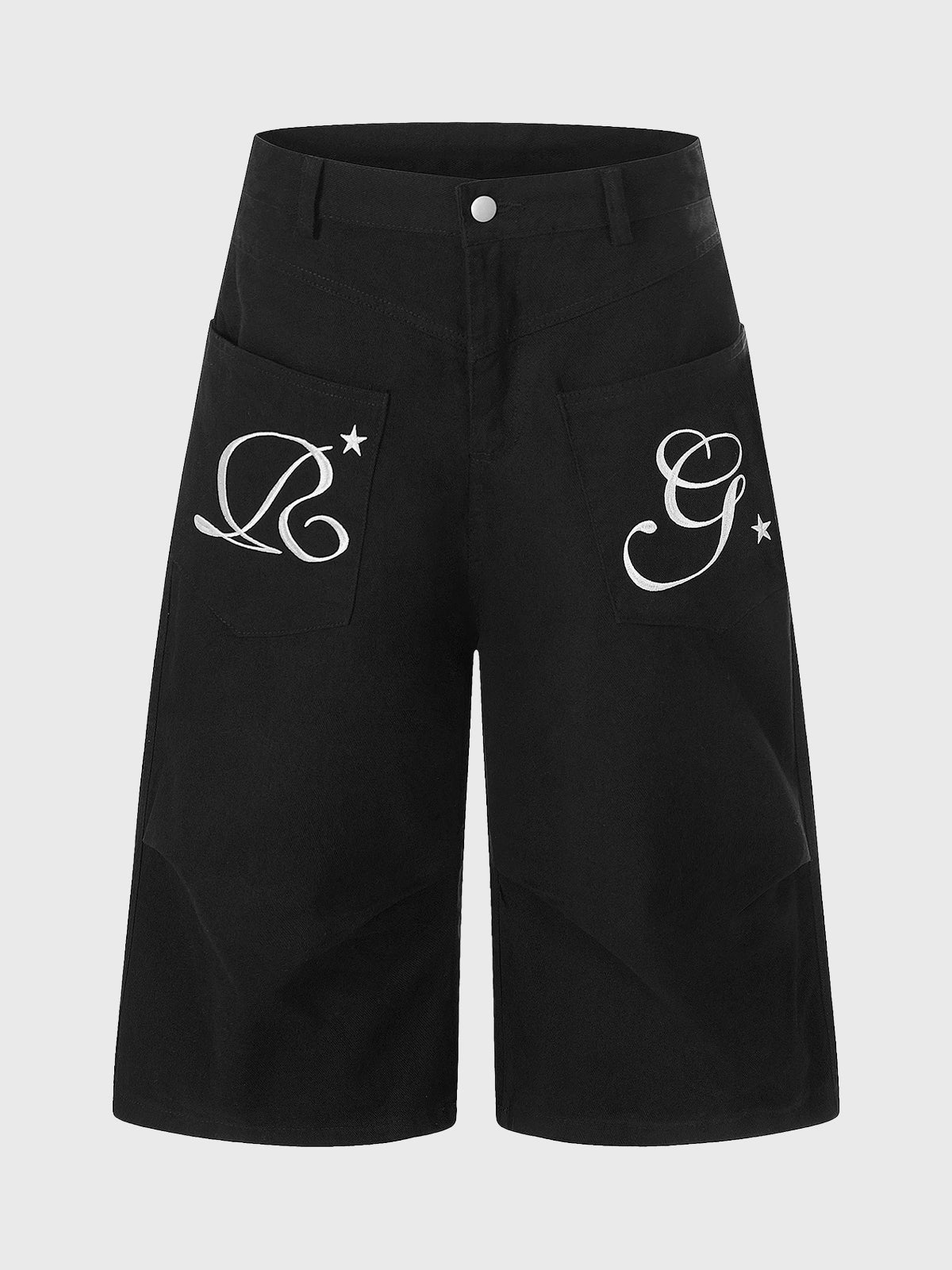 Co-ed Dorm Straight Graphic Letter Print Shorts - Black