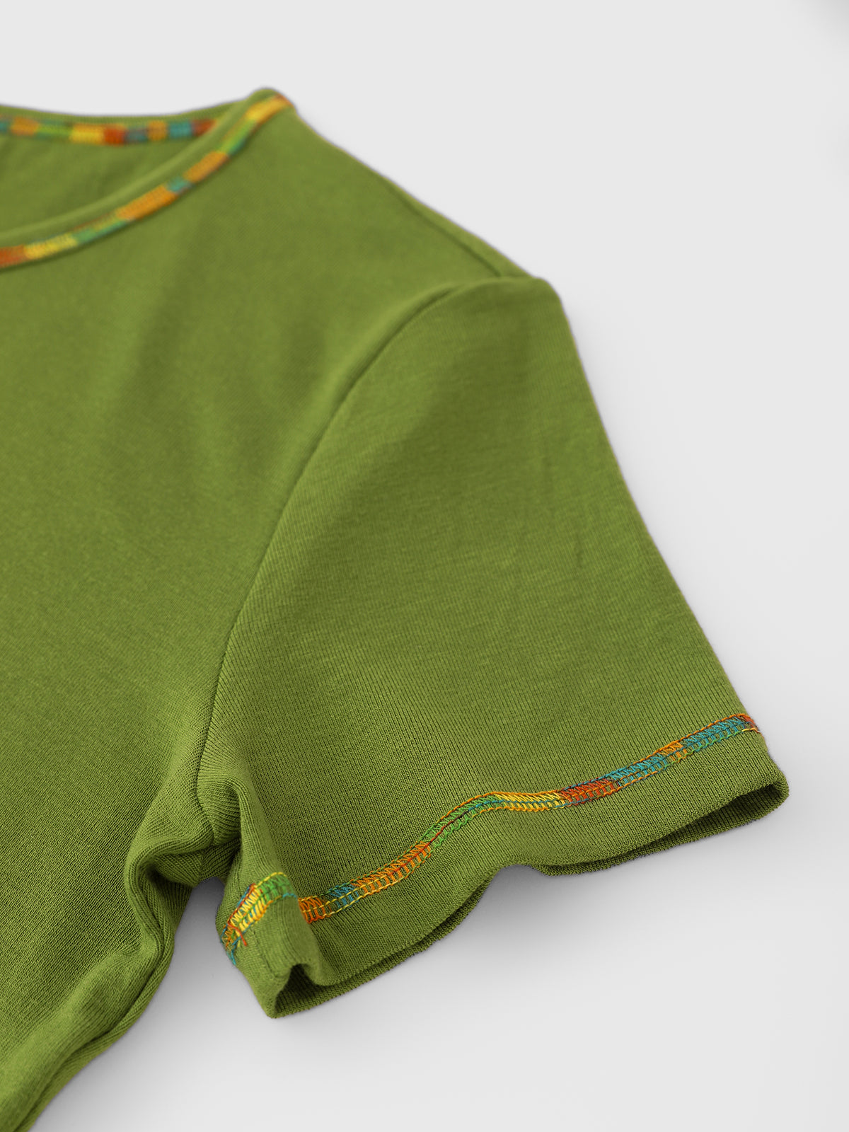 Color Clash Baby Tee – Moss Green