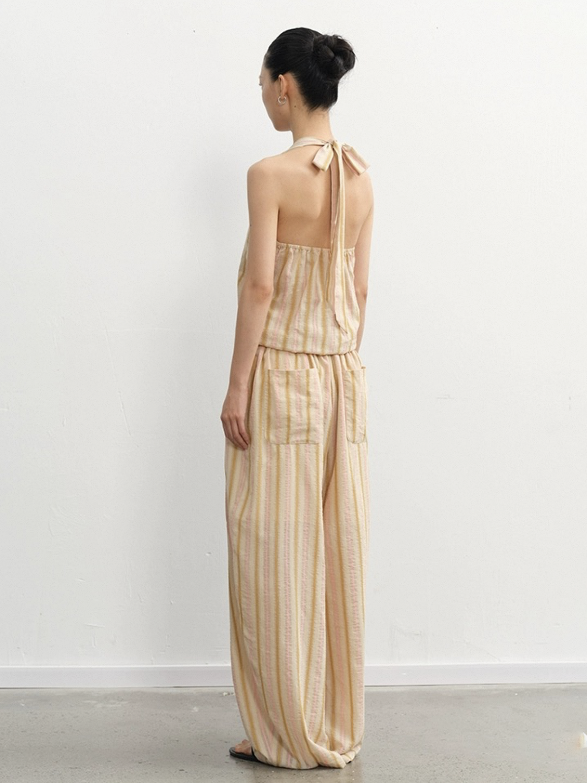 Dolled Office Wide-leg Stripe Relaxed Pants - Yellow