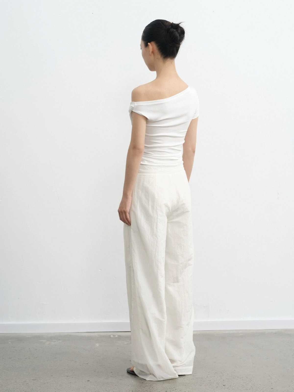 Dolled Office Layered-look Lace Trim Asymmetric Top - White