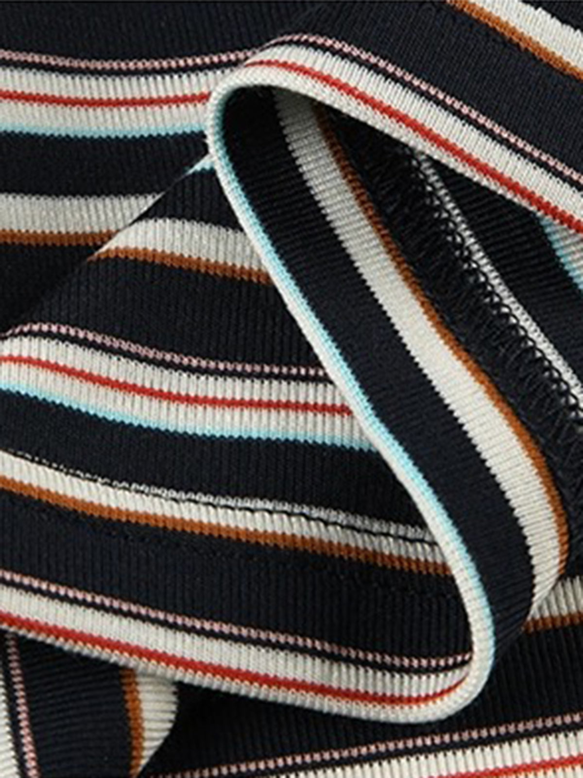 Brick Lane Skimming Stripe Cut Out Long Sleeve - Black