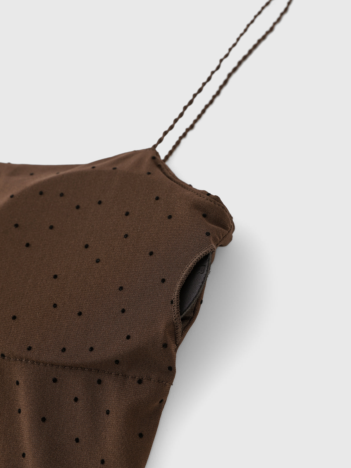 Spotted Cocoa Mesh Cami – Chocolate Brown