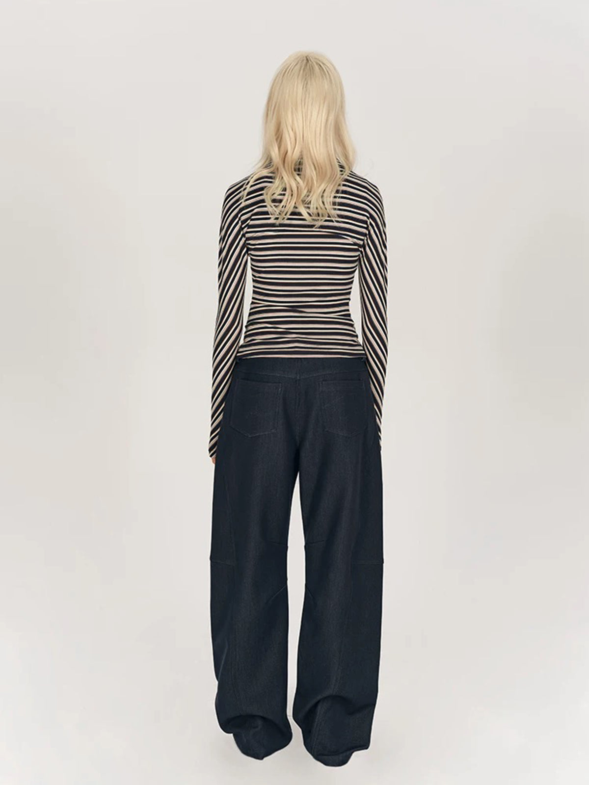Brick Lane Skimming Stripe Cut Out Long Sleeve - Black