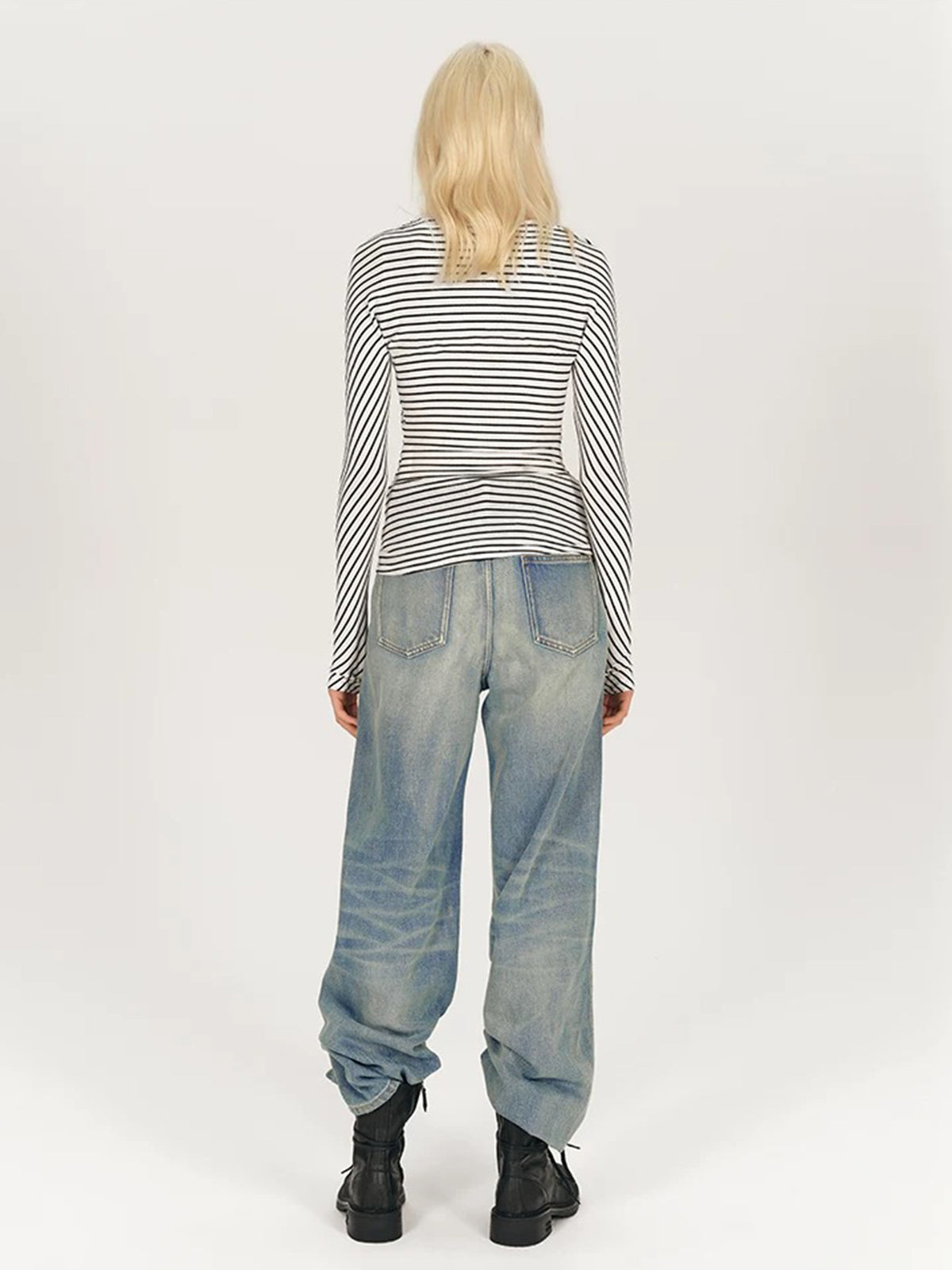 Brick Lane Skimming Stripe Cut Out Long Sleeve - Zebra