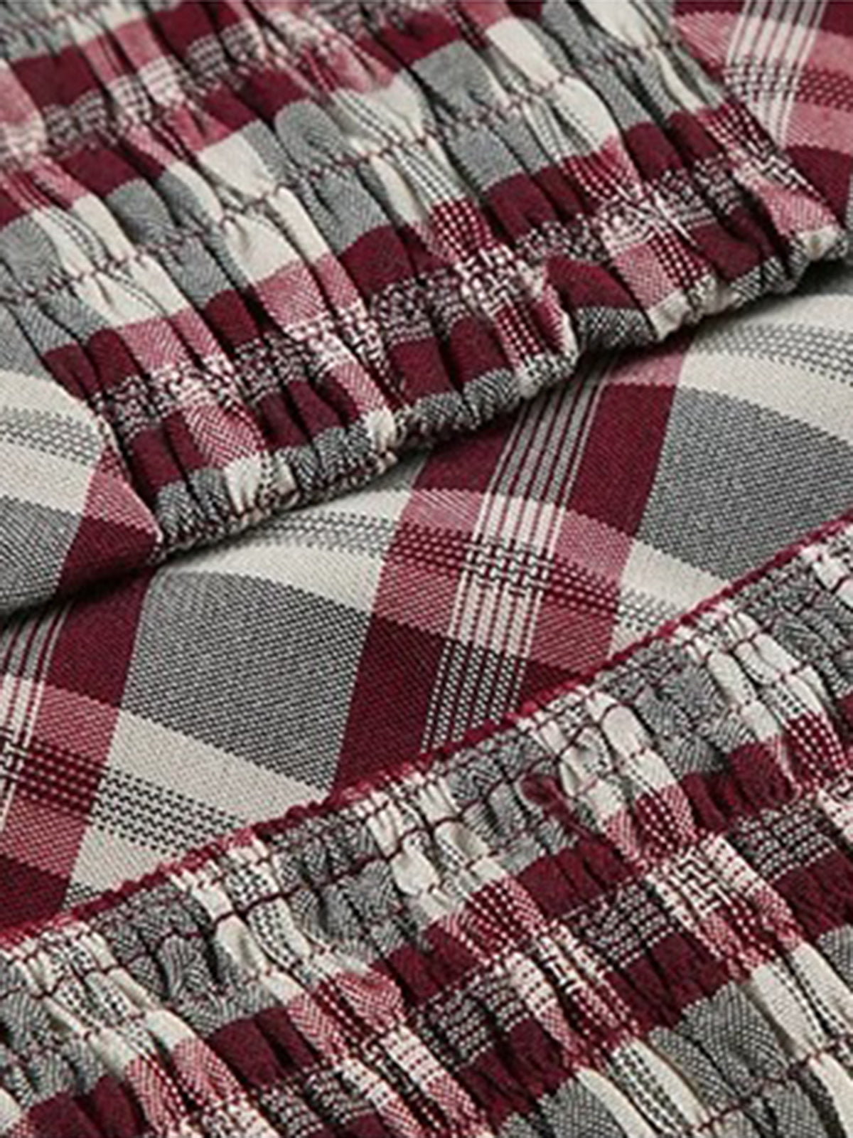 Brick Lane Check Plaid Off-Shoulder Halter Top - Brown