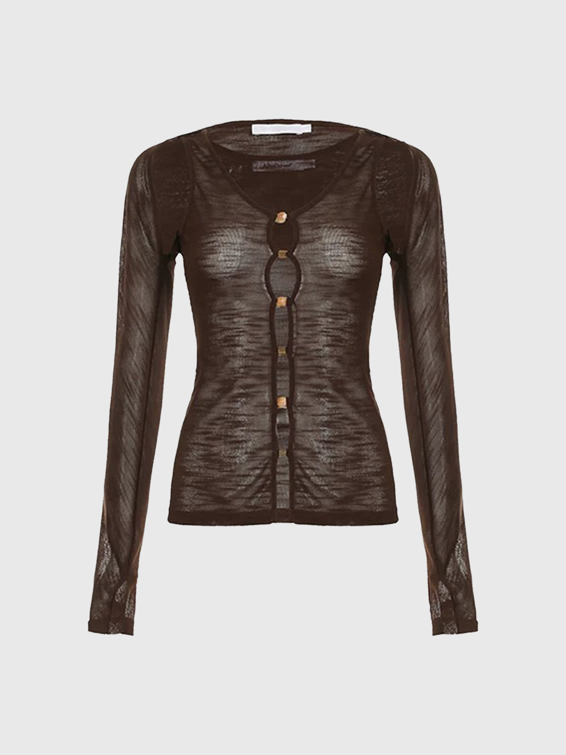 Dolled Office Skimming Cut Out Knit Cardigan - Coffee