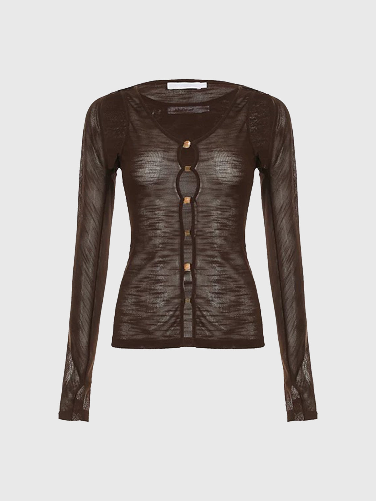 Dolled Office Skimming Cut Out Knit Cardigan - Coffee
