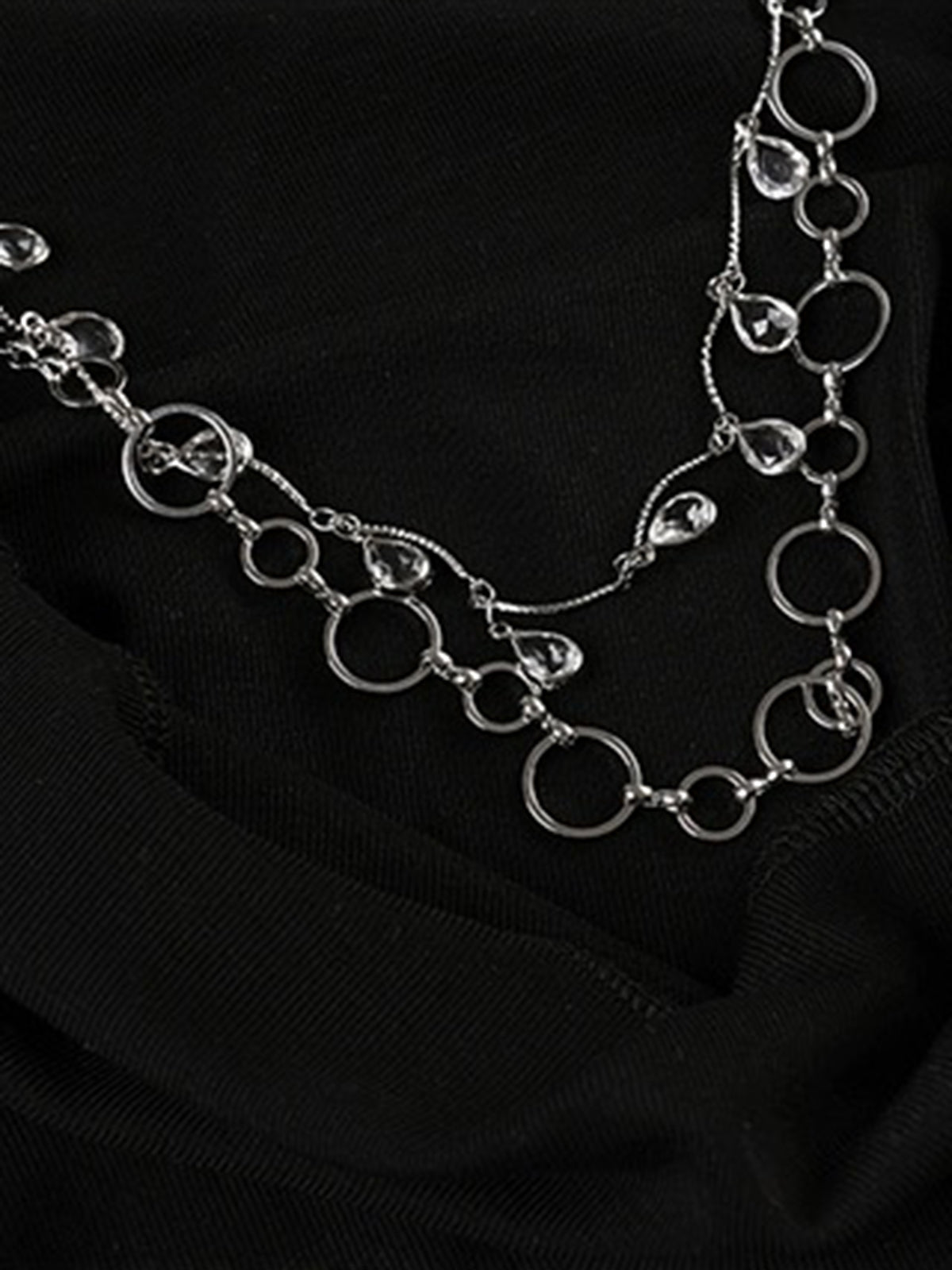 Brick Lane Halter Cowl Neck Chain Detail Top - Black