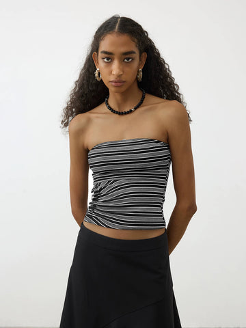 Brick Lane Skimming Stripe Zebra Tube Top - Mono
