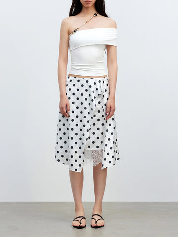 Brick Lane Asymmetric Braided Strap Off-Shoulder Top - White