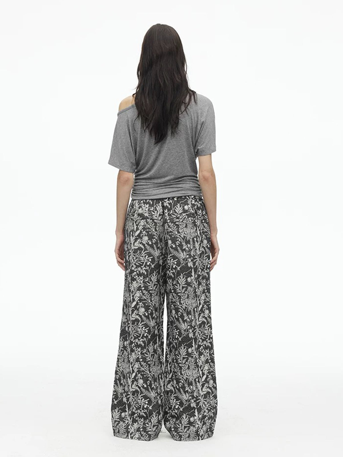 Dolled Office Draped One Shoulder Short Sleeve - Grey