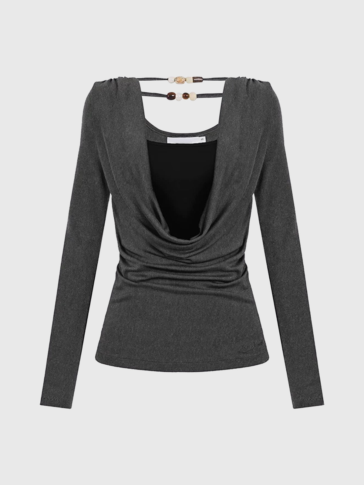 Dolled Office Layered-look Cut Out Long Sleeve - Black