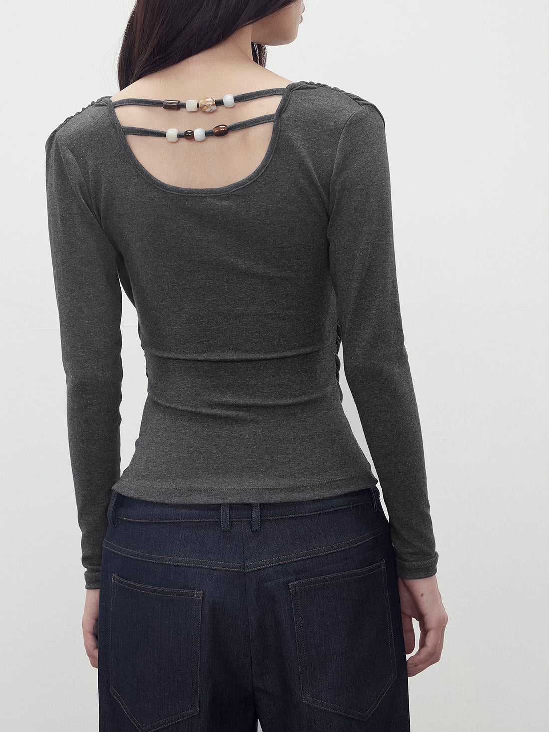Dolled Office Layered-look Cut Out Long Sleeve - Black