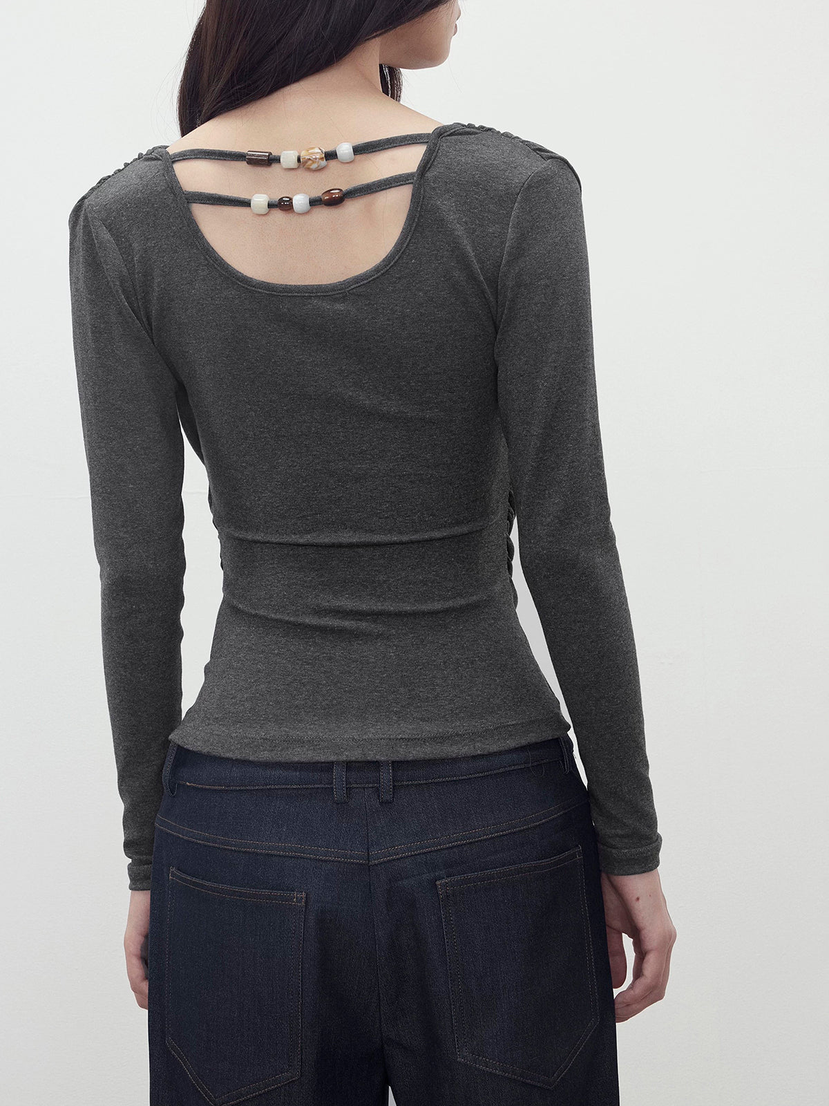 Dolled Office Layered-look Cut Out Long Sleeve - Black