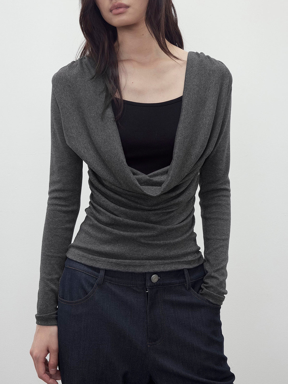Dolled Office Layered-look Cut Out Long Sleeve - Black