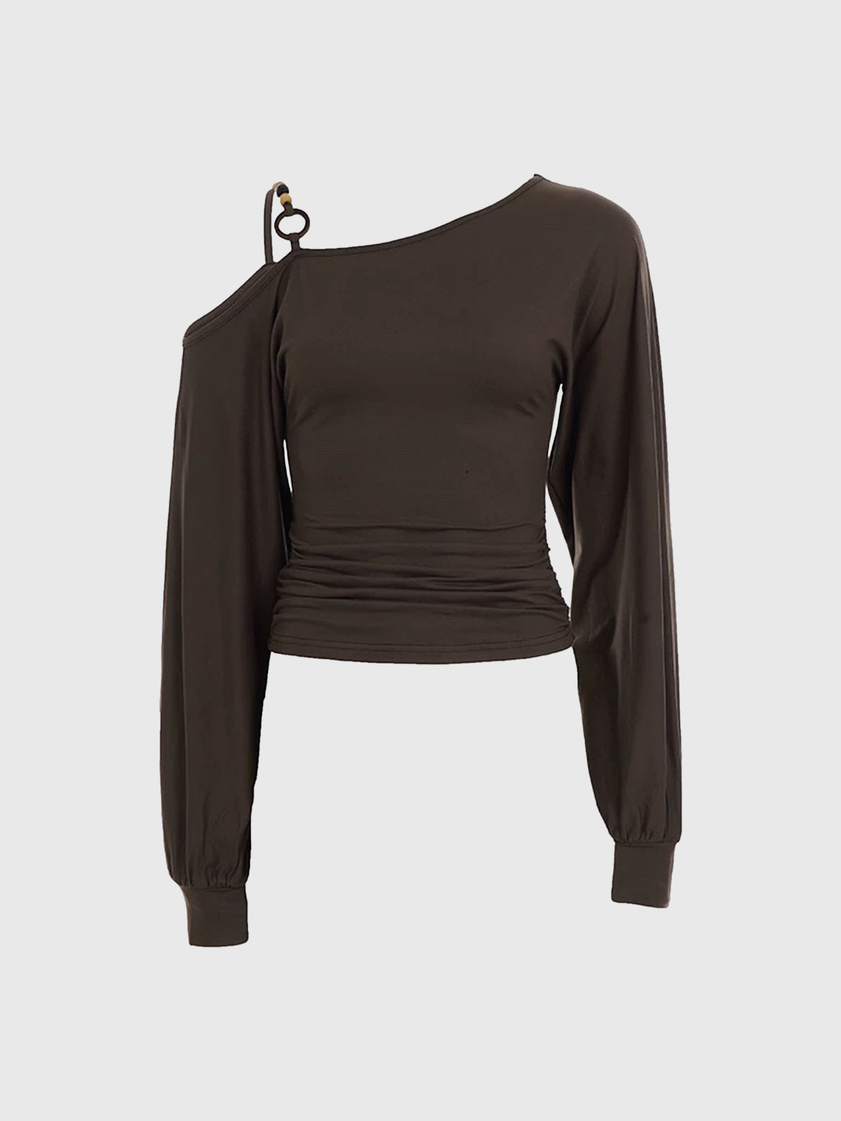 Brick Lane Asymmetric One Shoulder Long Sleeve - Coffee