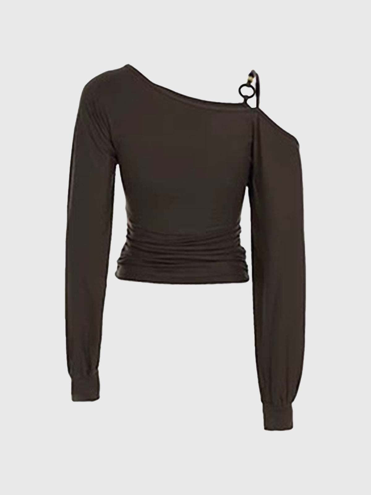 Brick Lane Asymmetric One Shoulder Long Sleeve - Coffee