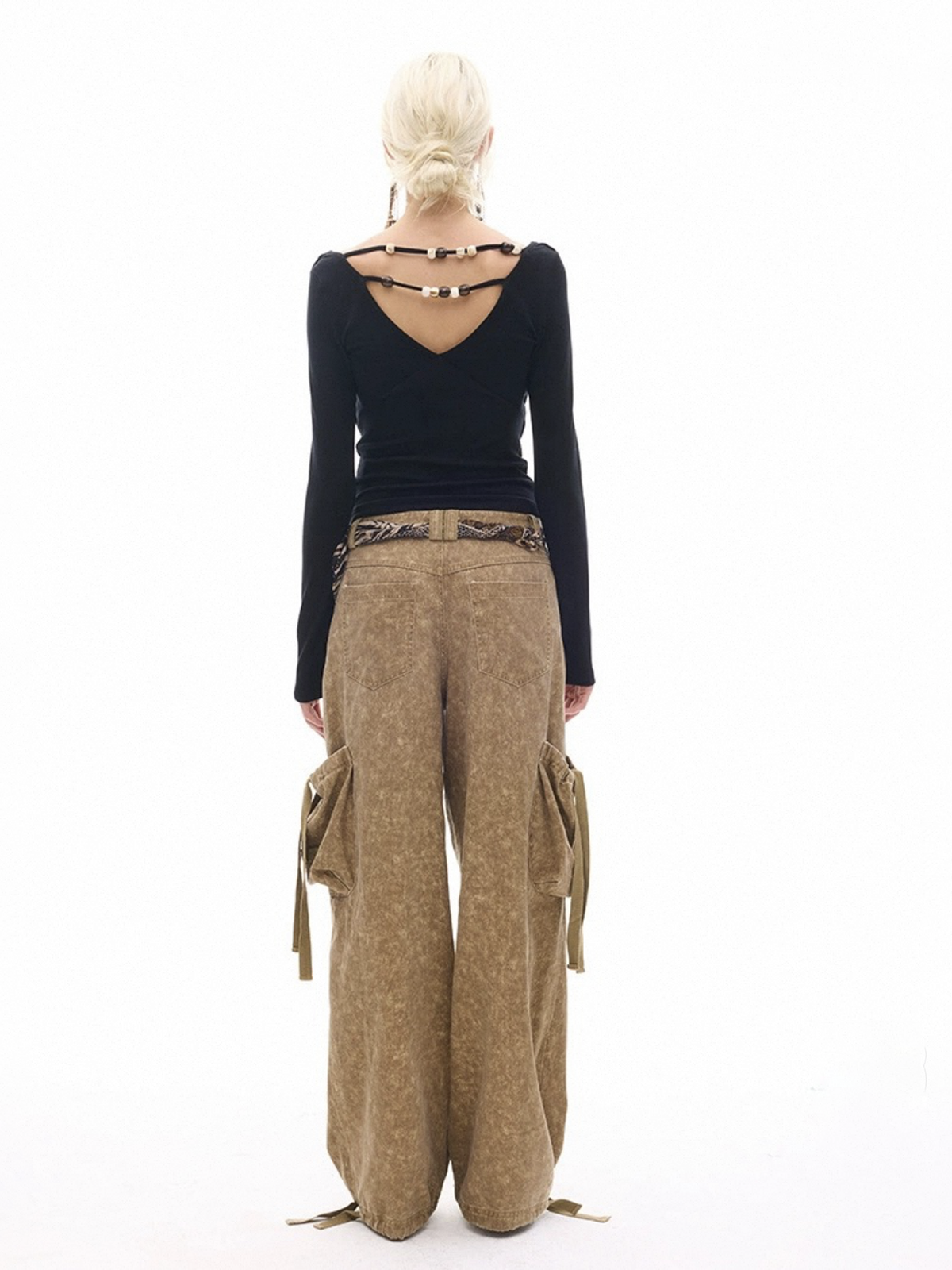 Brick Lane Layered-look Contrast Color V-neck Top - Navy