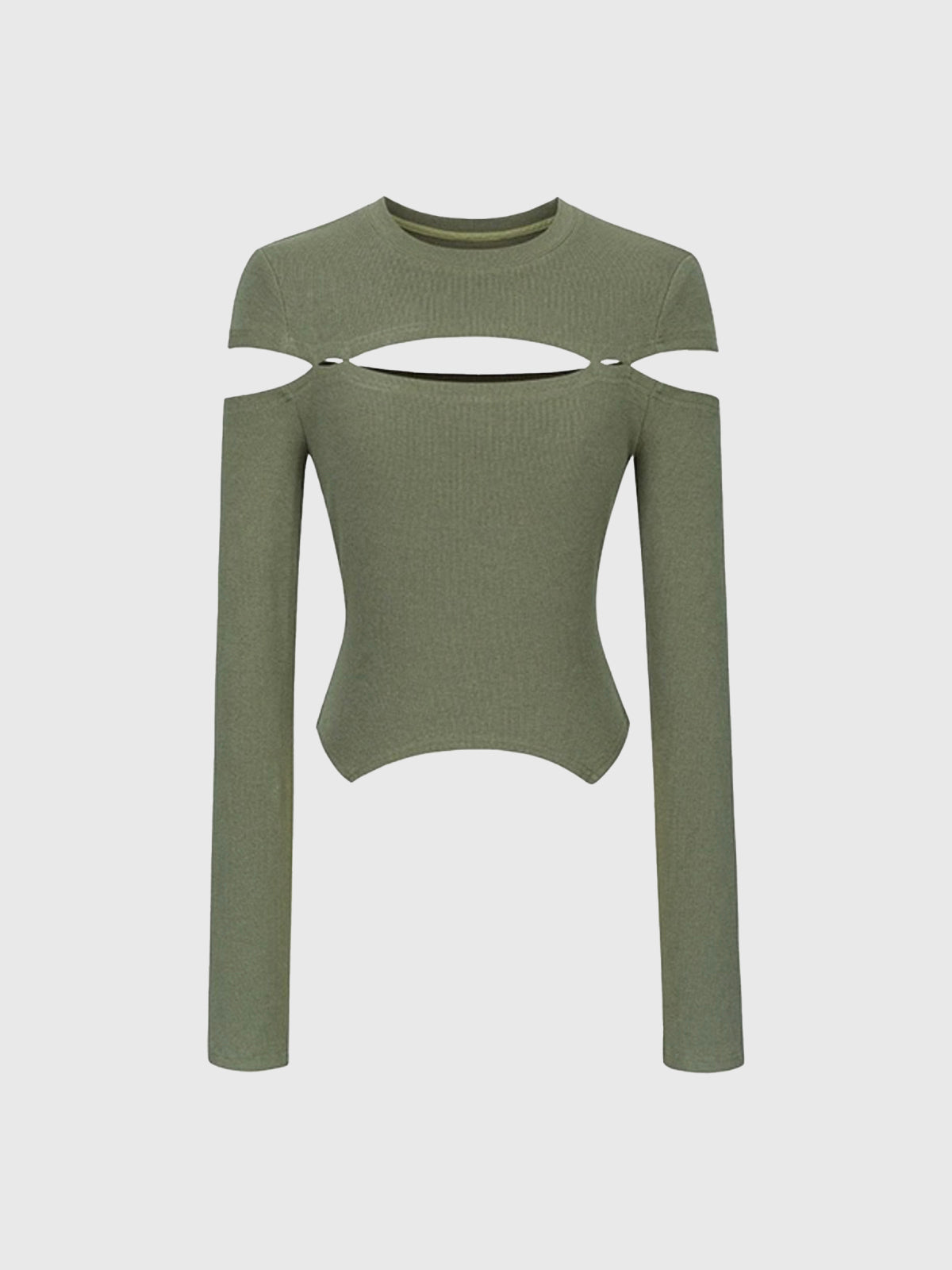 Brick Lane Skimming Cut Out Chest Detail Top - Sage Green