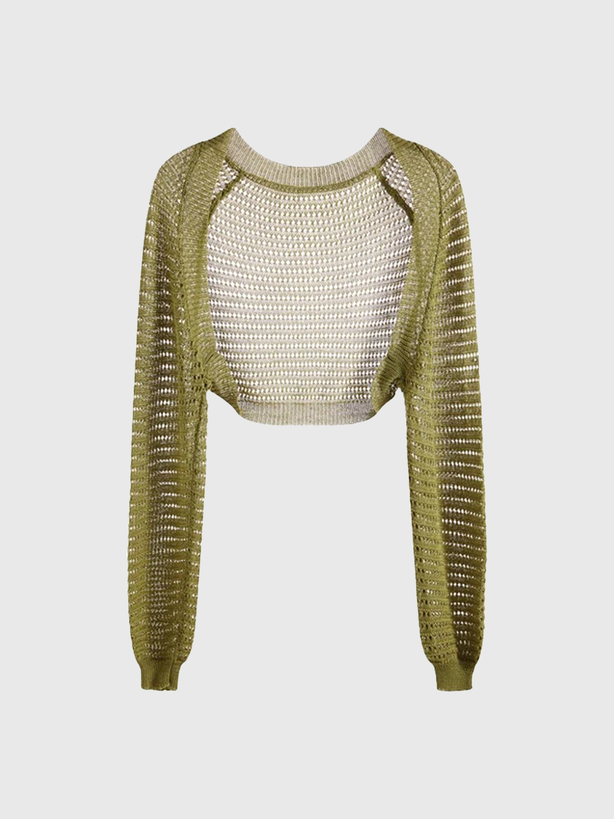 Dolled Office Baggy Hollow Knit Shrug Sweater - Sage Green