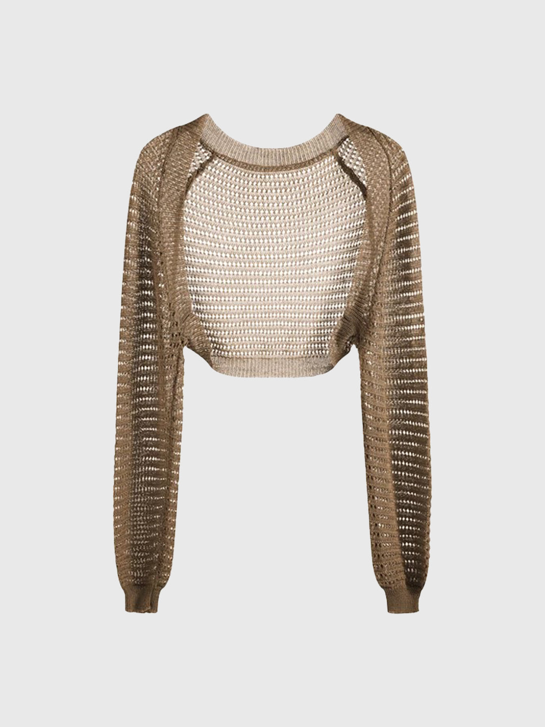 Dolled Office Baggy Hollow Knit Shrug Sweater - Coffee