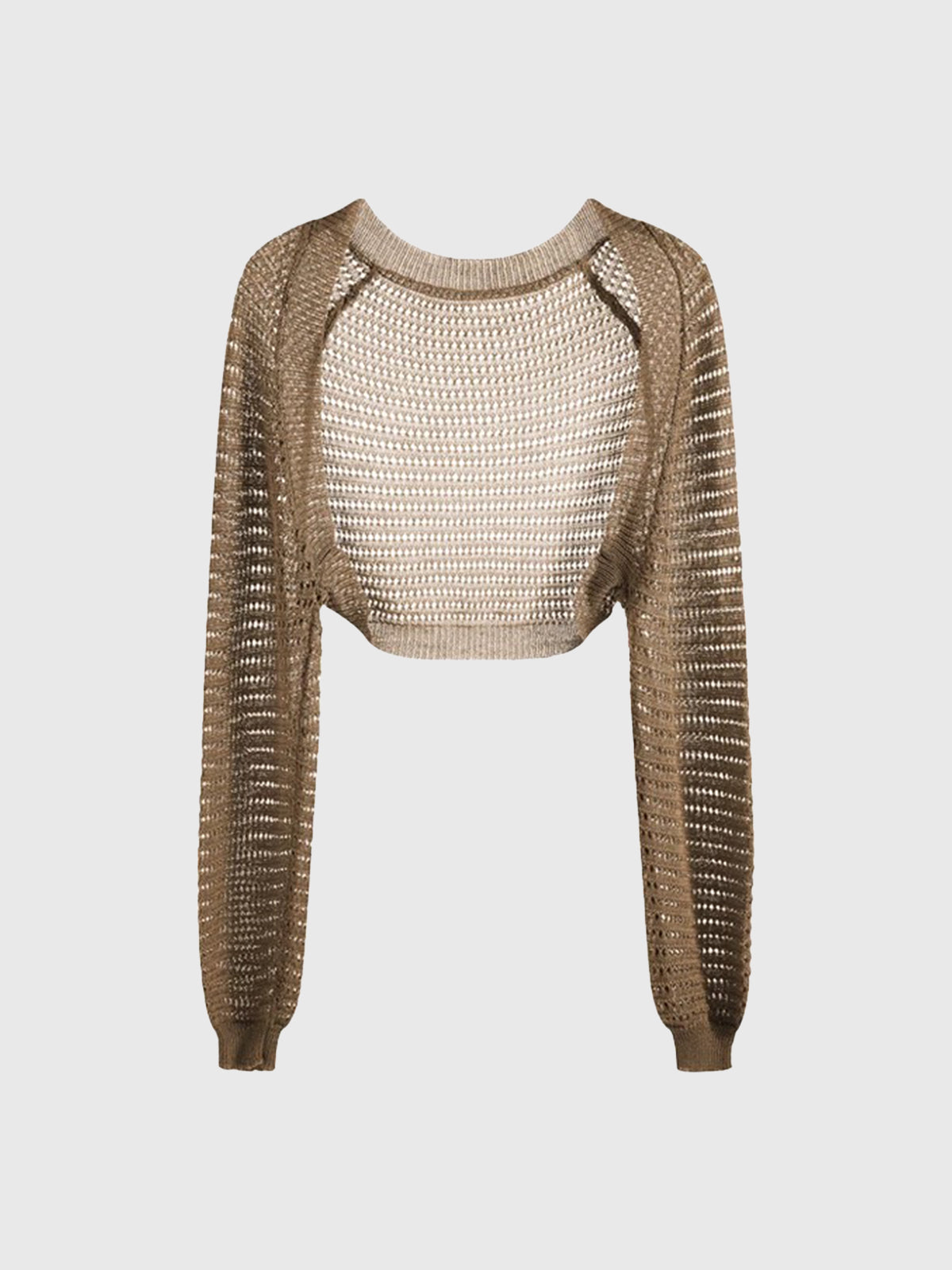 Dolled Office Baggy Hollow Knit Shrug Sweater - Coffee