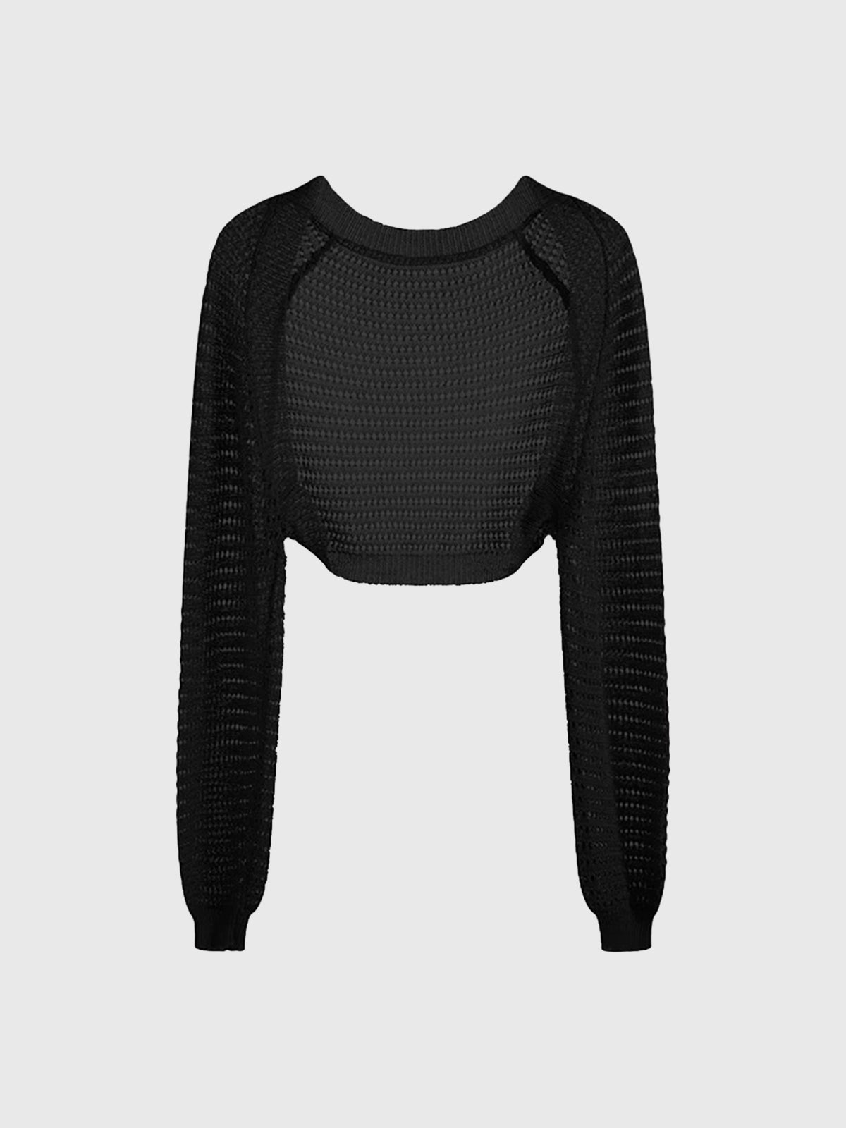 Dolled Office Baggy Hollow Knit Shrug Sweater - Black