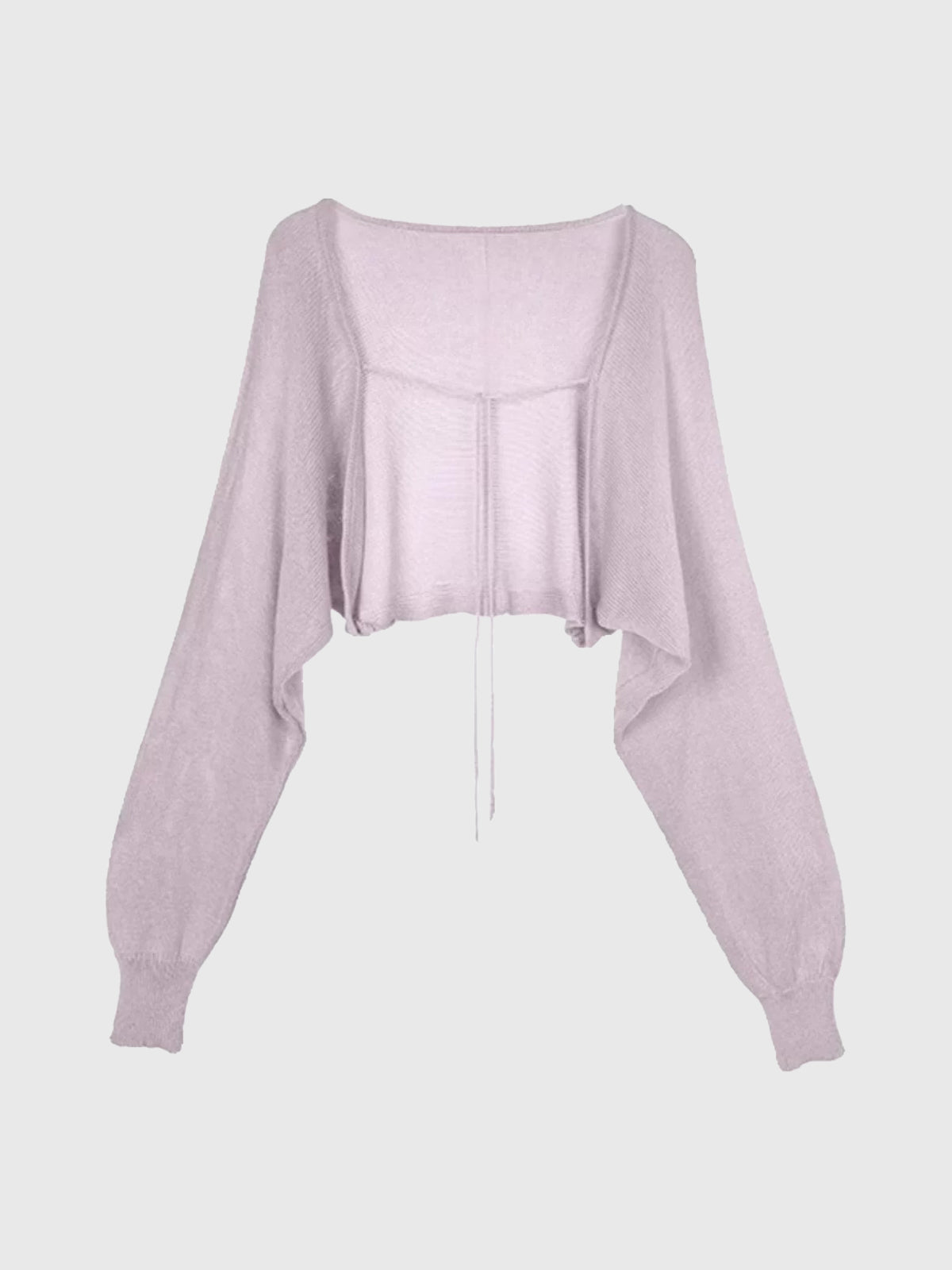 Dolled Office Baggy Lightweight Tie-front Sweater - Lilac