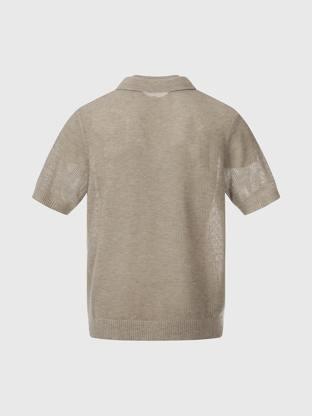 Co-ed Dorm Layered-look Hollow Knit Polo Shirt - Oatmeal