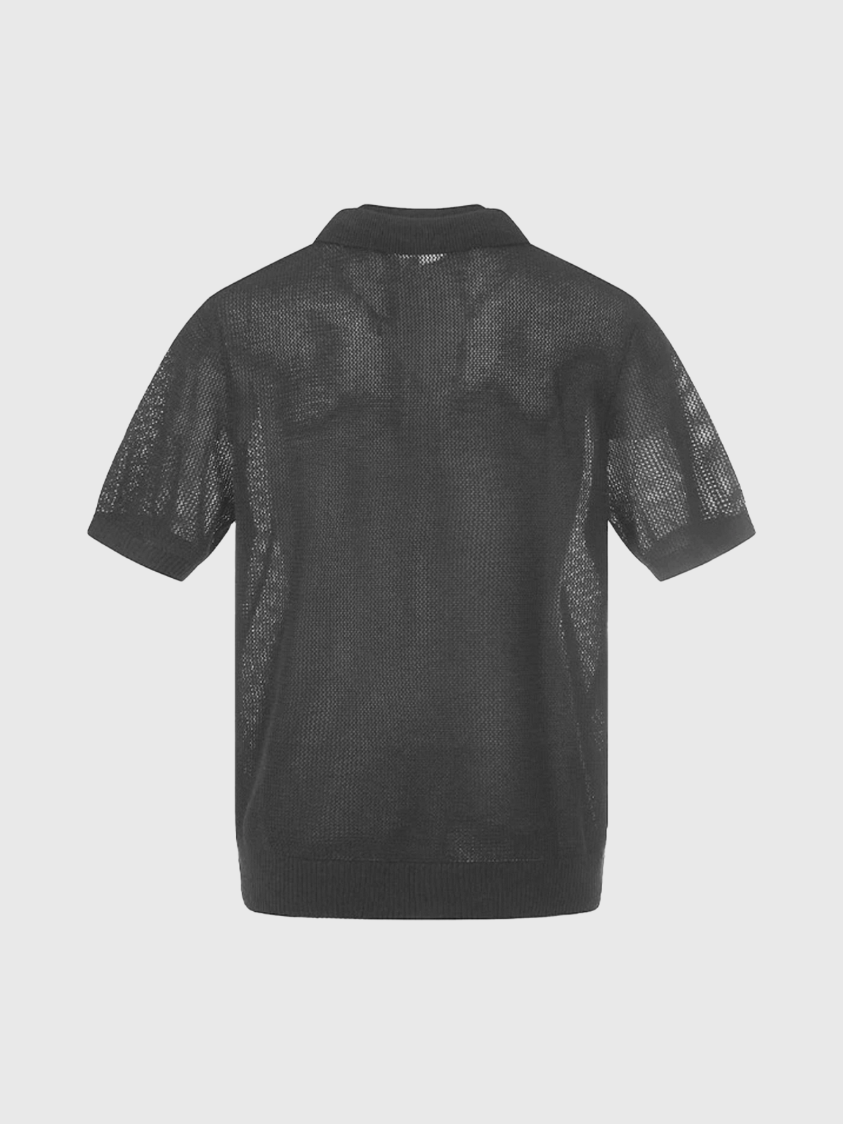 Co-ed Dorm Layered-look Hollow Knit Polo Shirt - Charcoal