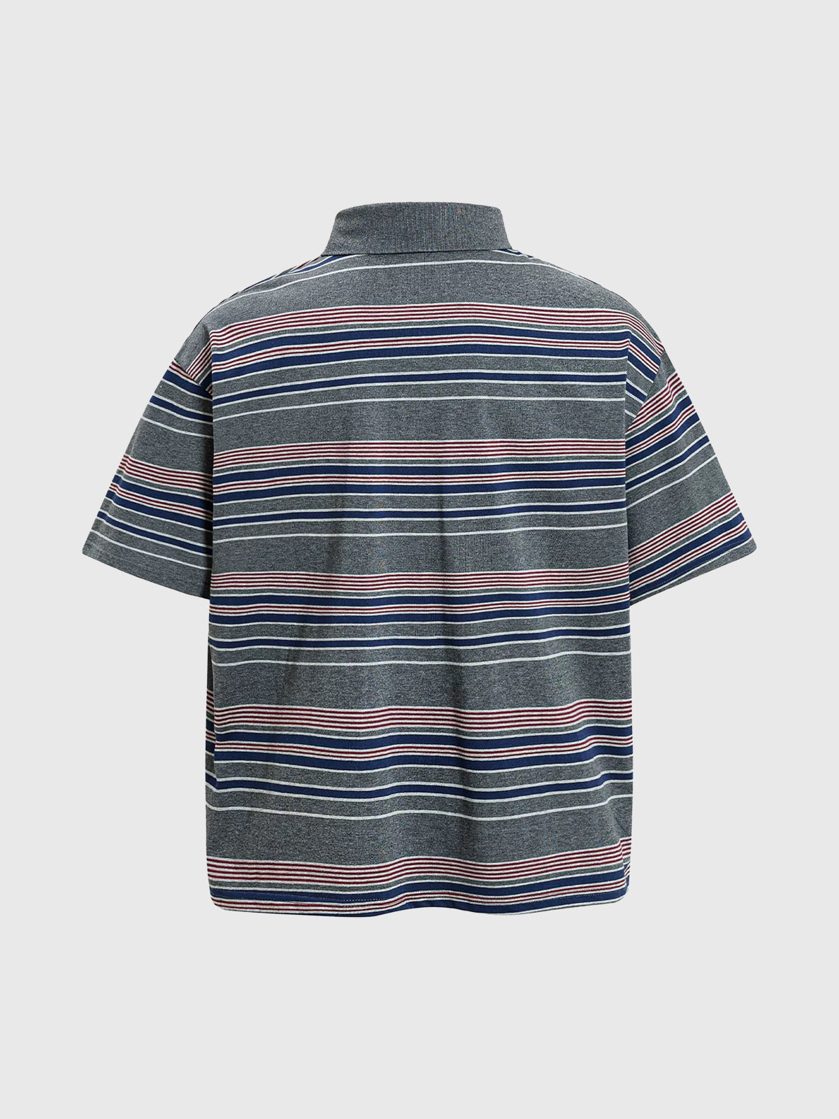 Co-ed Dorm Baggy Stripe Graphic Print Polo - Multi