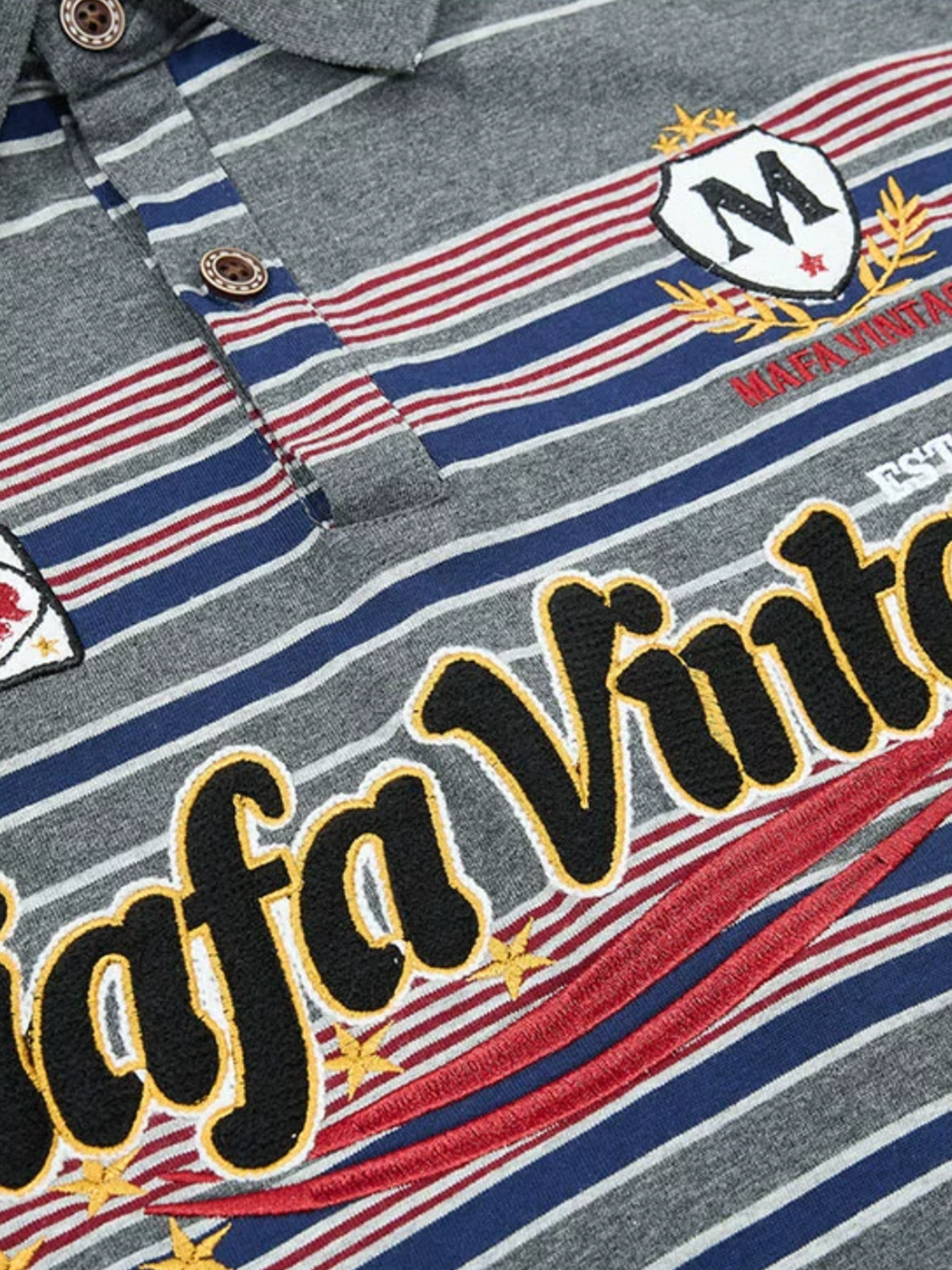 Co-ed Dorm Baggy Stripe Graphic Print Polo - Multi