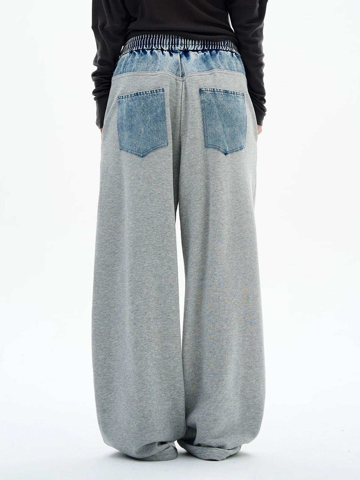 Co-ed Dorm Baggy Double-Waisted Denim Pants - Blue